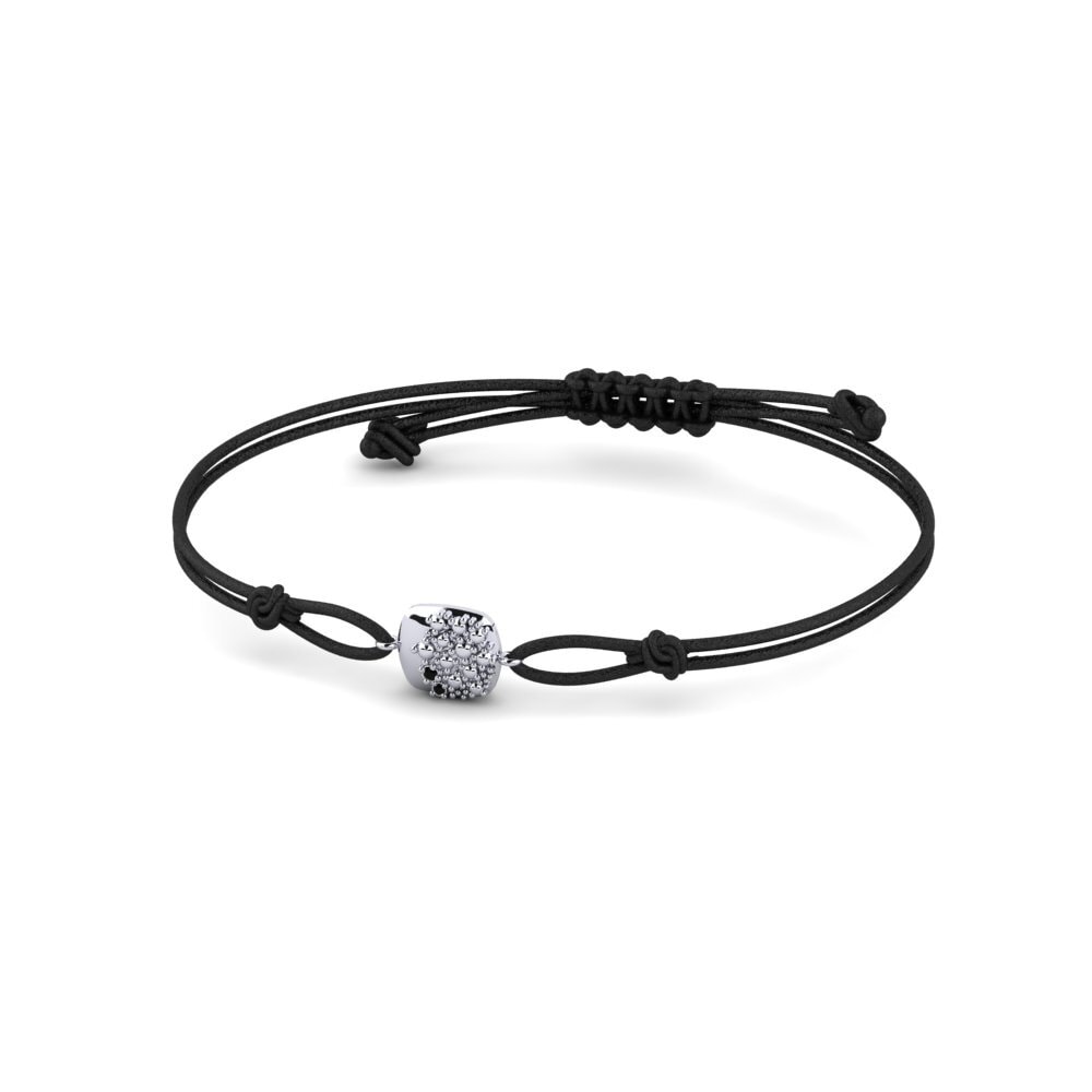 9ct White Gold Black Sapphire Cord Bracelet Jasirelle