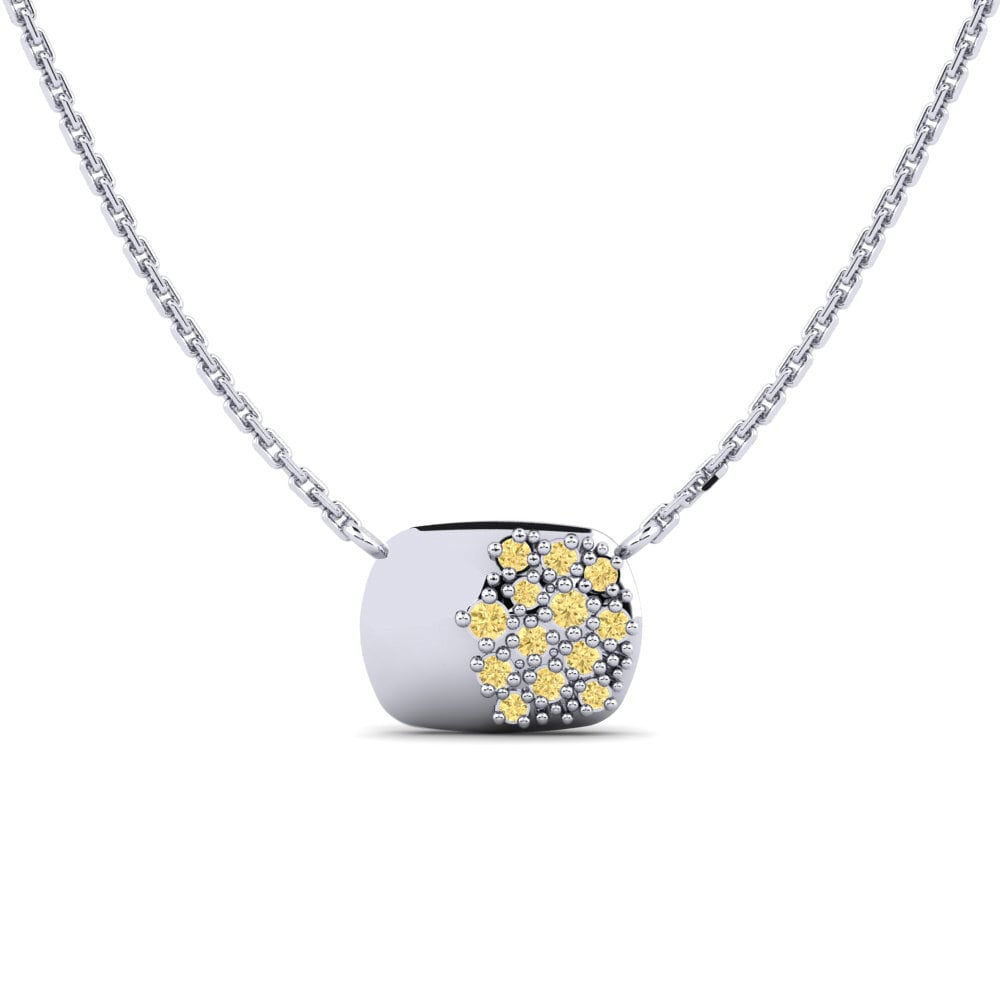 Platino 950 Diamante Amarillo Collar de Mujer Jevrinne
