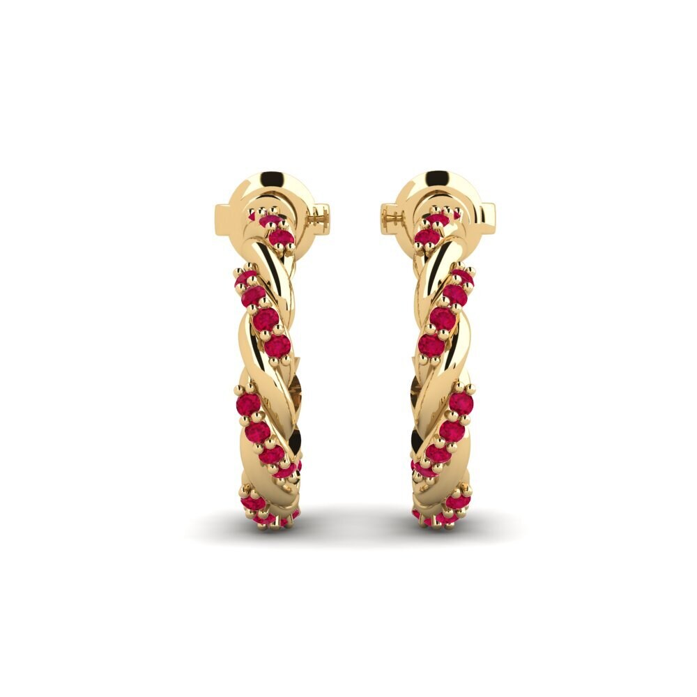 18ct Yellow Gold Ruby Women's Earring Khanqa
