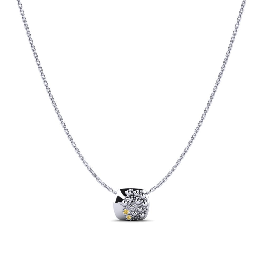 Platino 950 Diamante Amarillo Collar de Mujer Lavirya