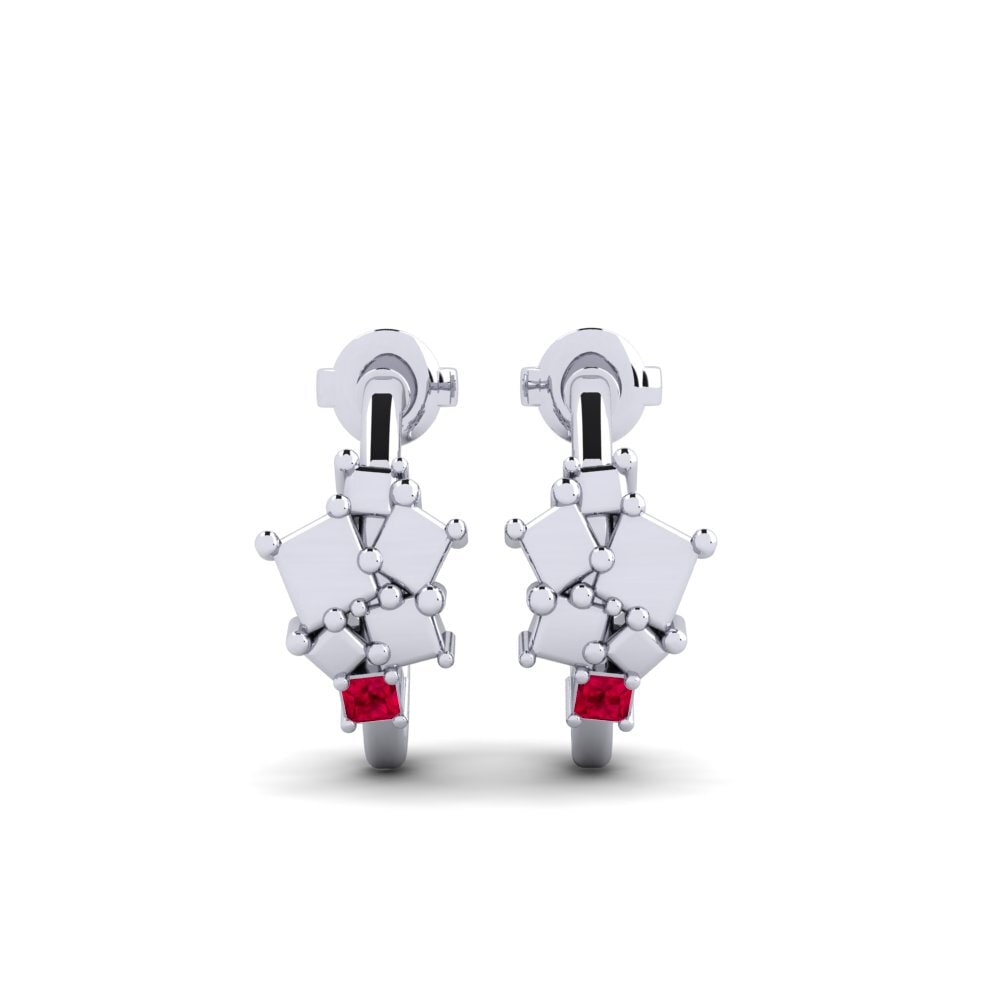 950 Palladium Ruby Women's Earring Lilienor