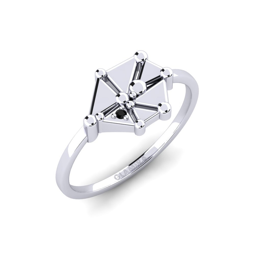 14ct White Gold Black Diamond Ring Lunavell