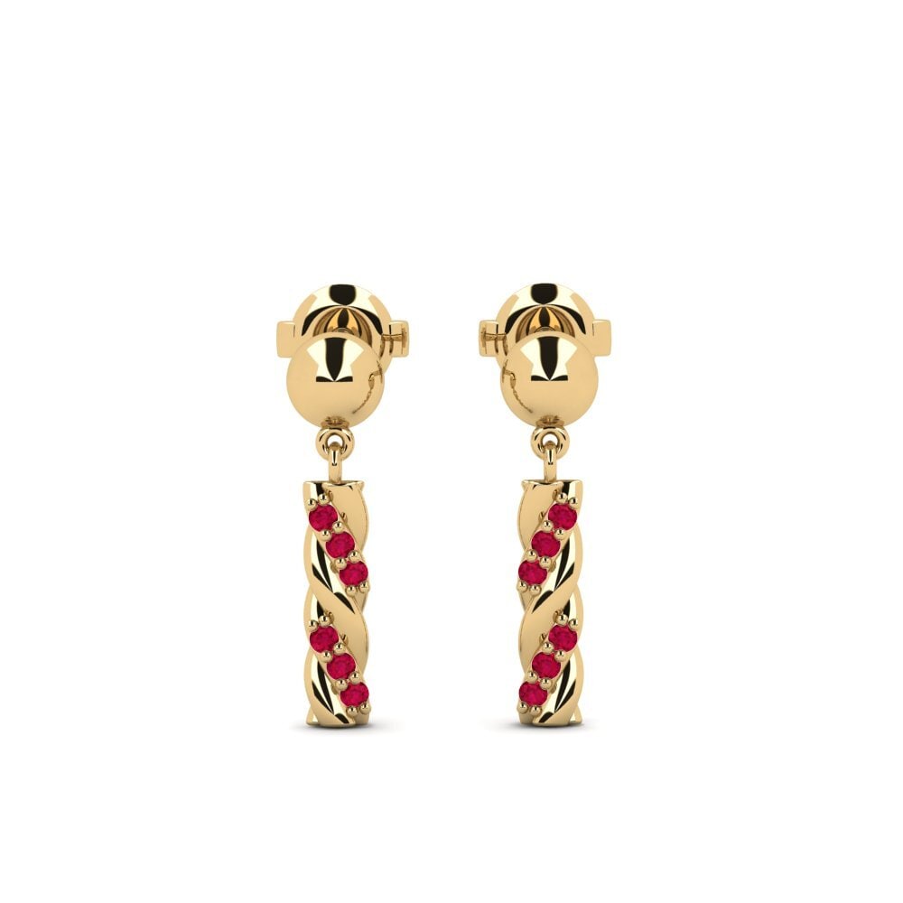 18ct Yellow Gold Ruby Women's Earring Mansourieh