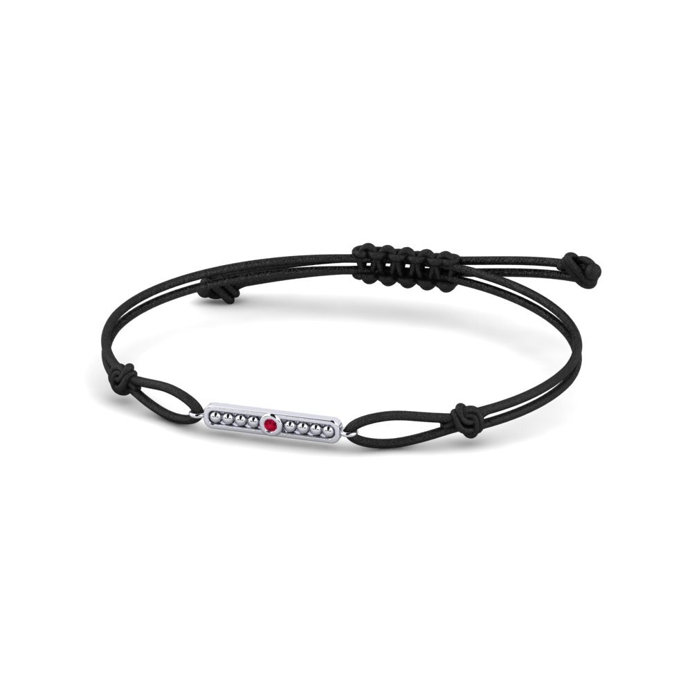 950 Palladium Ruby Cord Bracelet Mavera