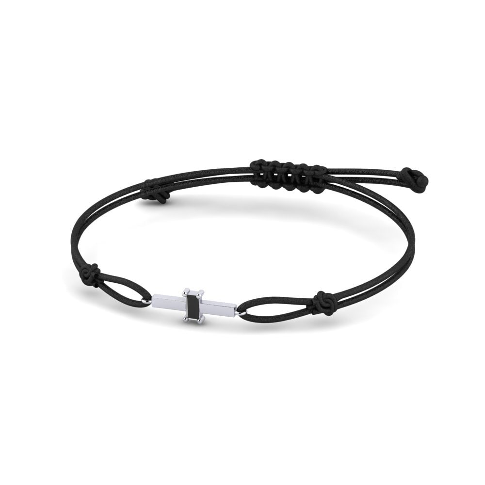 9ct White Gold Black Sapphire Cord Bracelet Mershuriy