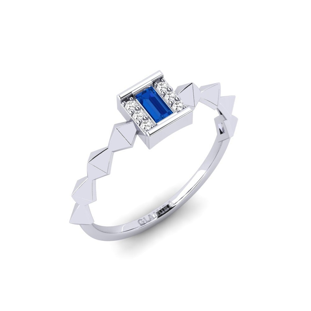 950 Platinum Dark Blue Zirconia Ring Meyais
