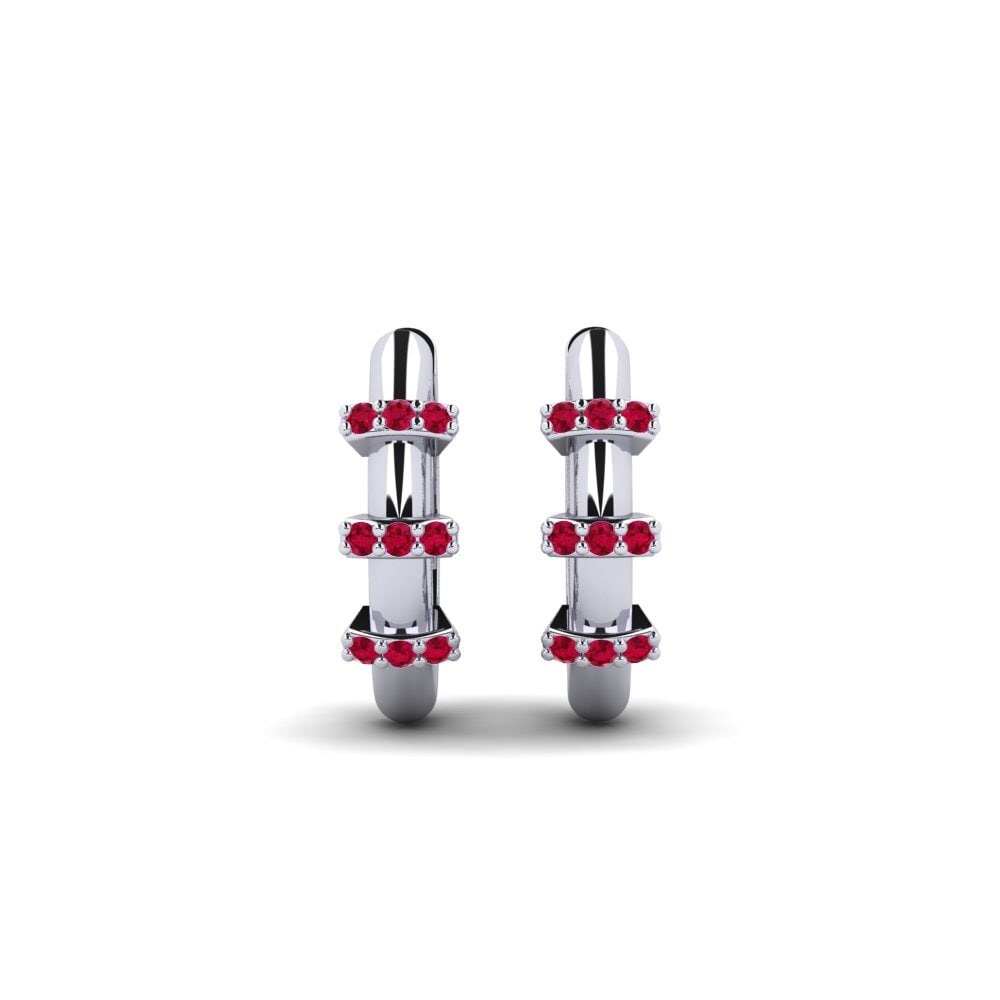 950 Palladium Ruby Women's Earring Miako