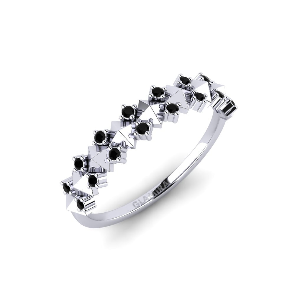 14ct White Gold Black Diamond Ring Minis