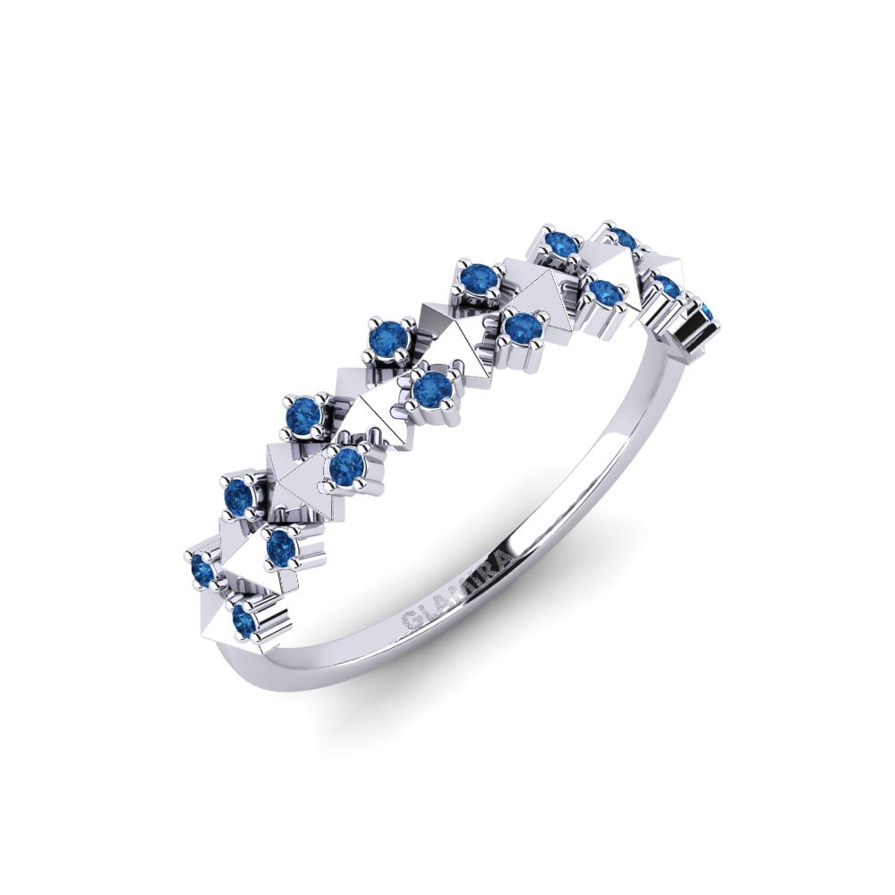 950 Platinum Dark Blue Zirconia Ring Minis