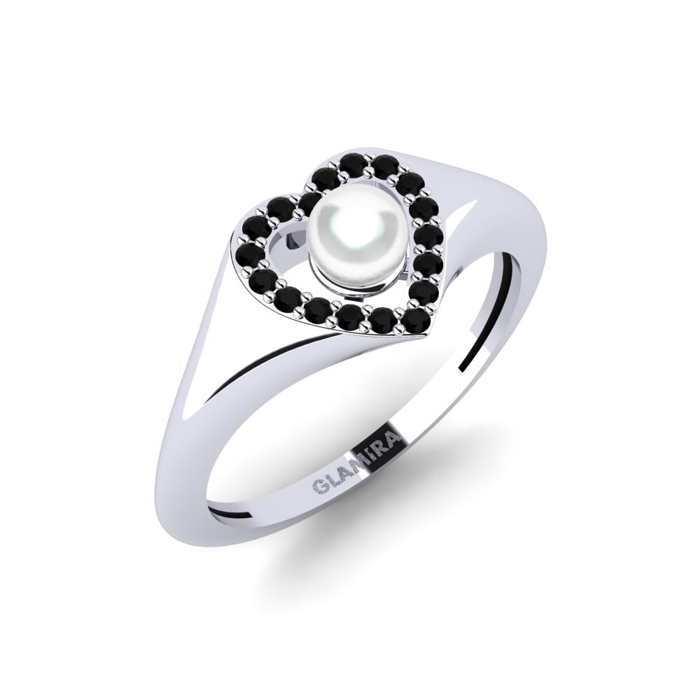 14ct White Gold Black Diamond Ring Minstrels