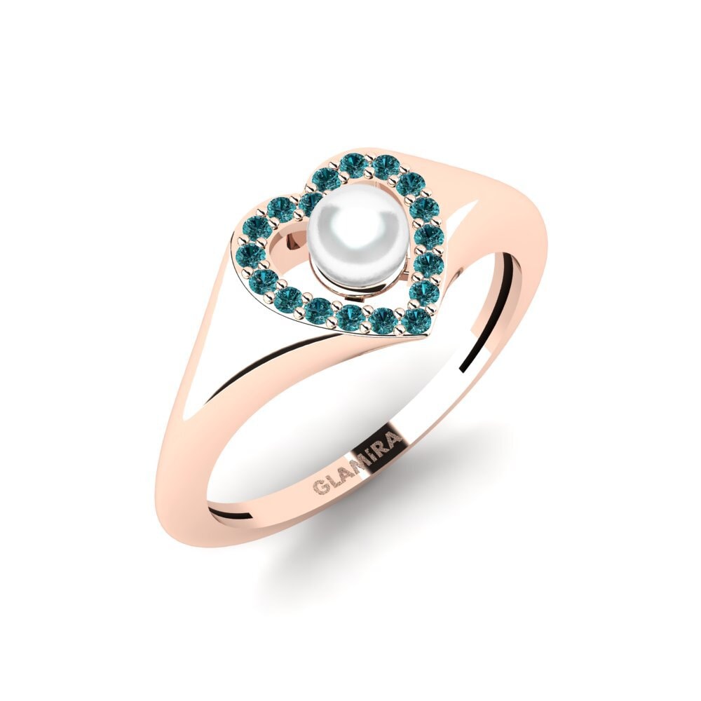 Rotgold 750 Blauer Diamant Ring Minstrels