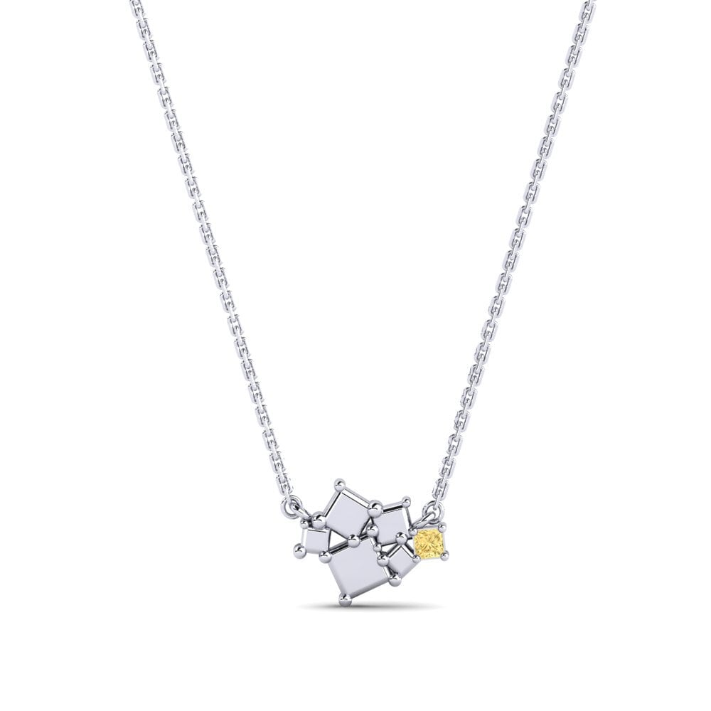 Platino 950 Diamante Amarillo Collar de Mujer Myrtaleen