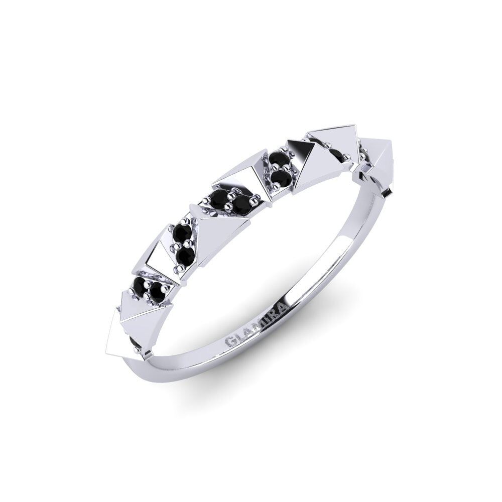14ct White Gold Black Diamond Ring Nemmen