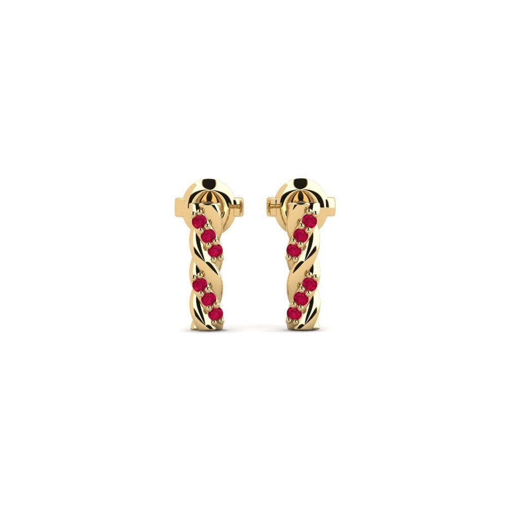 18ct Yellow Gold Ruby Women's Earring Nuratau