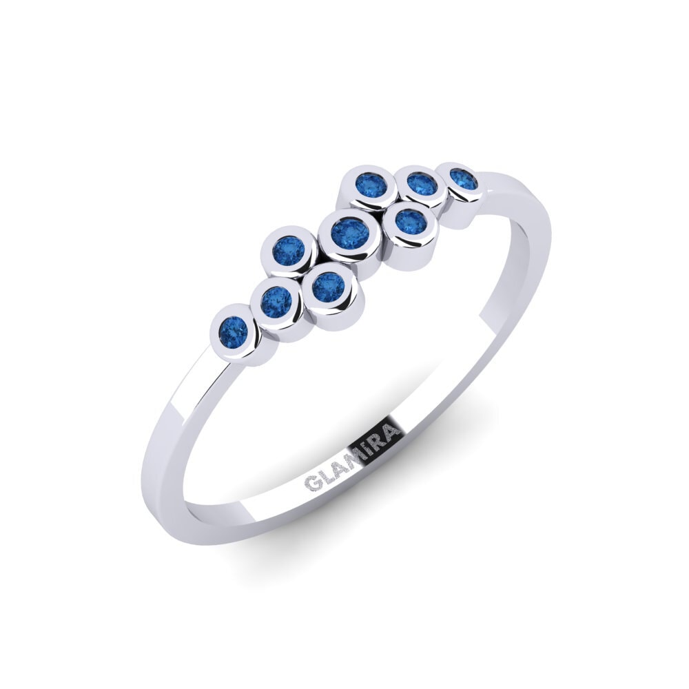 950 Platinum Dark Blue Zirconia Ring Perestu