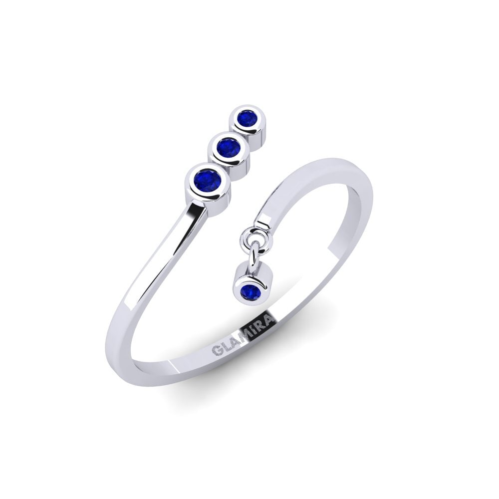 White Silver Sapphire Ring Pertev