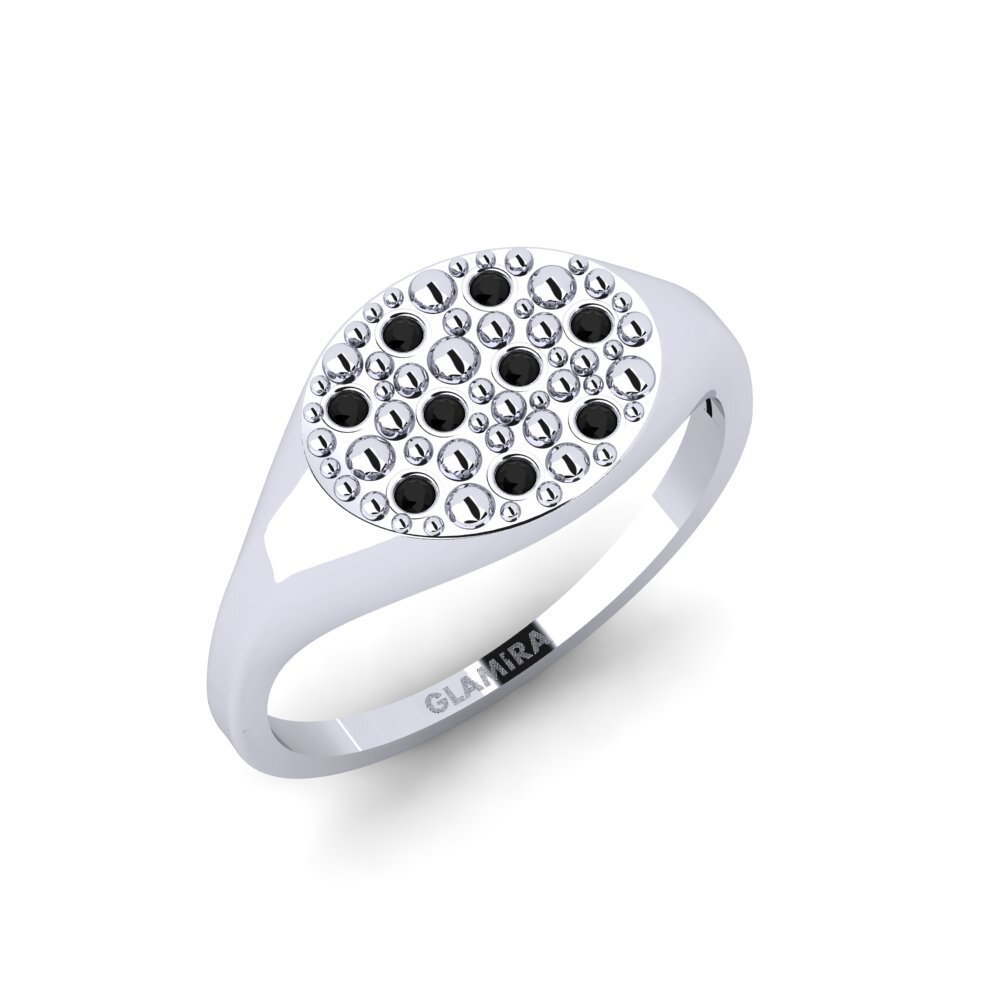 14ct White Gold Black Diamond Ring Puyan