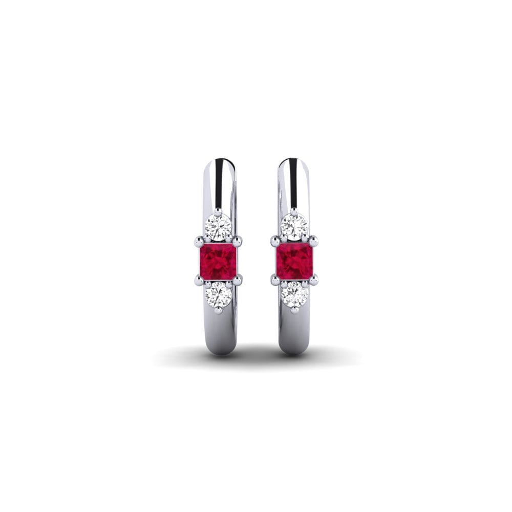 950 Palladium Ruby Women's Earring Radgonaia