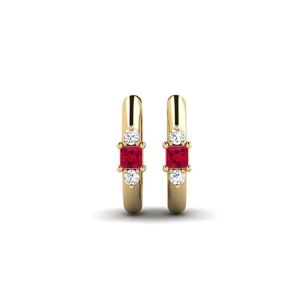 18ct Yellow Gold Ruby Women's Earring Radgonaia