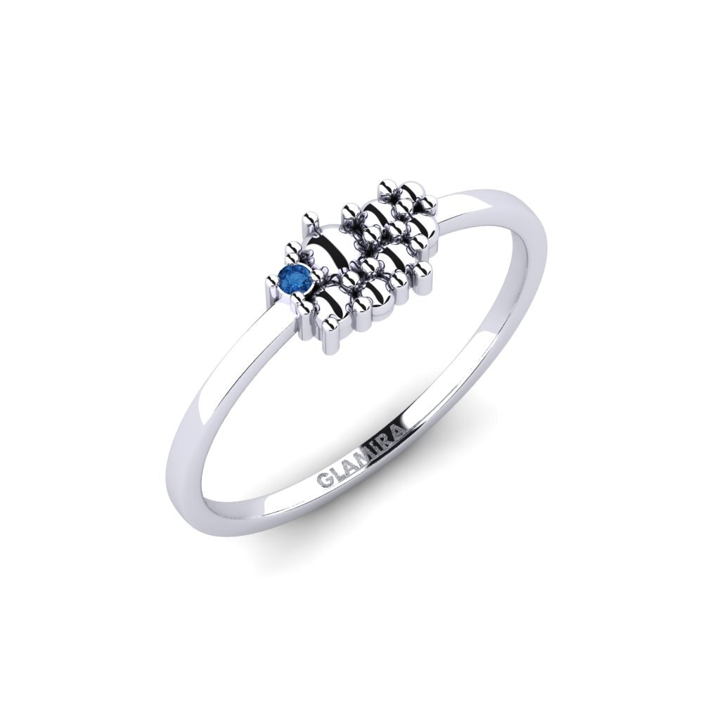 950 Platinum Dark Blue Zirconia Ring Renaise