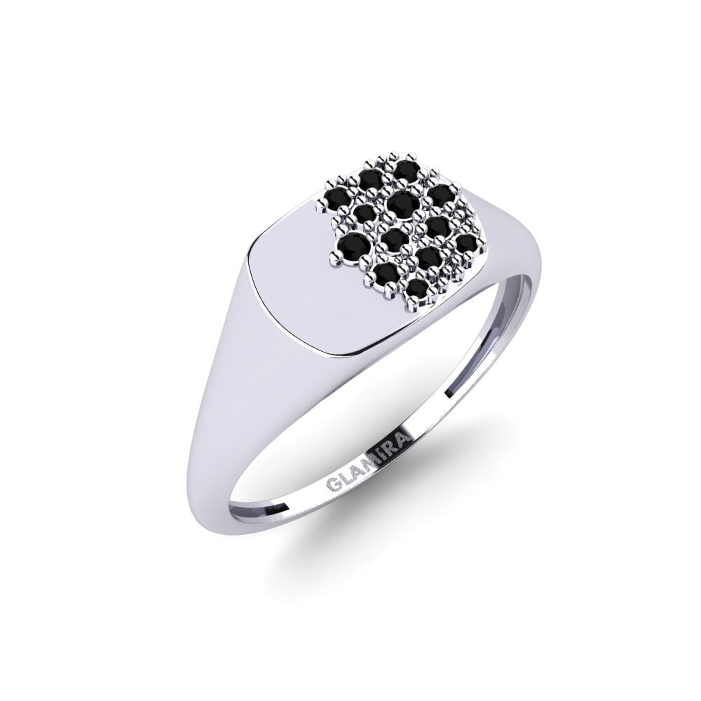 14ct White Gold Black Diamond Ring Seloura