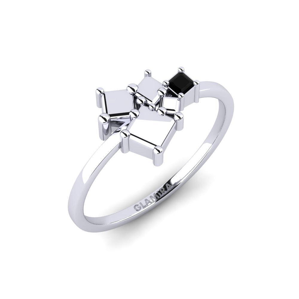 14ct White Gold Black Diamond Ring Teonelle