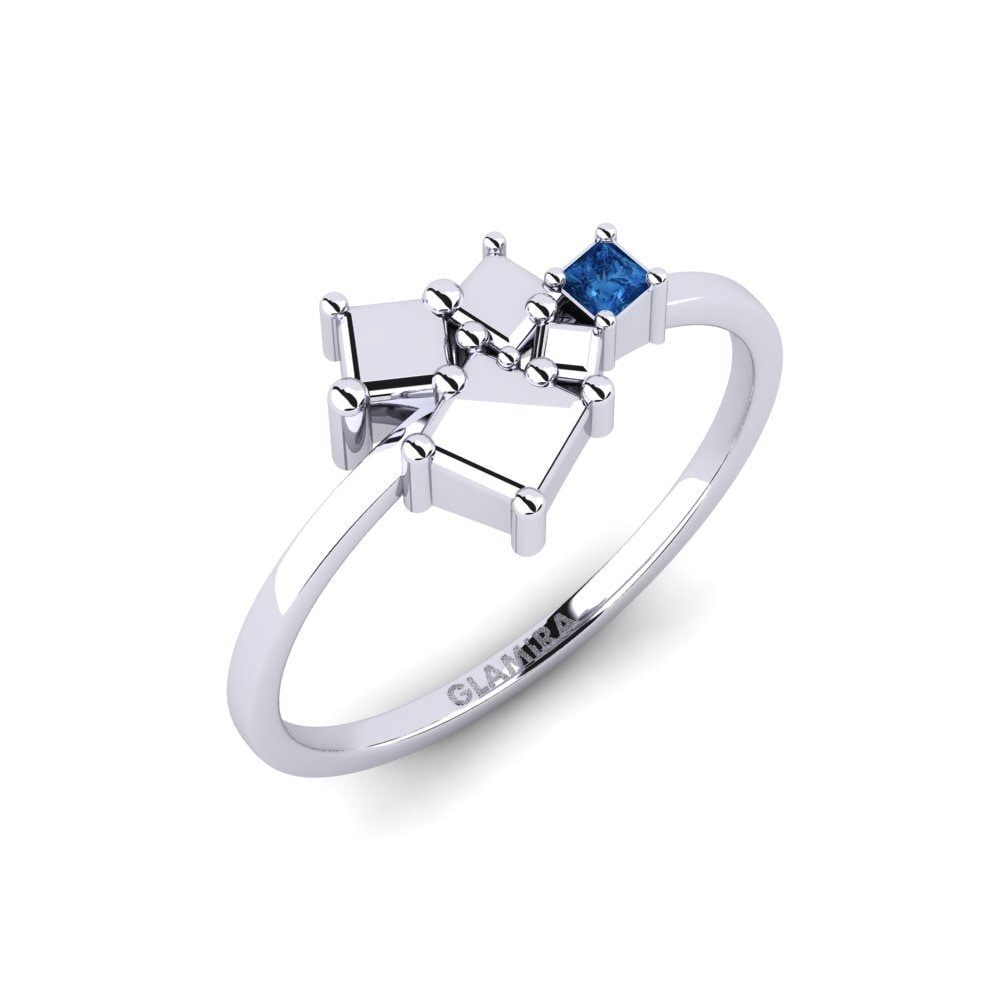 950 Platinum Dark Blue Zirconia Ring Teonelle