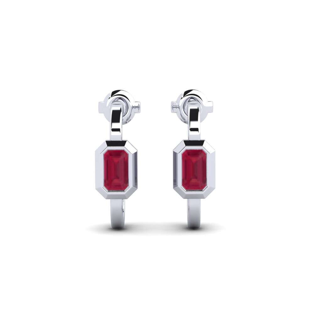 950 Palladium Ruby Women's Earring Threadline