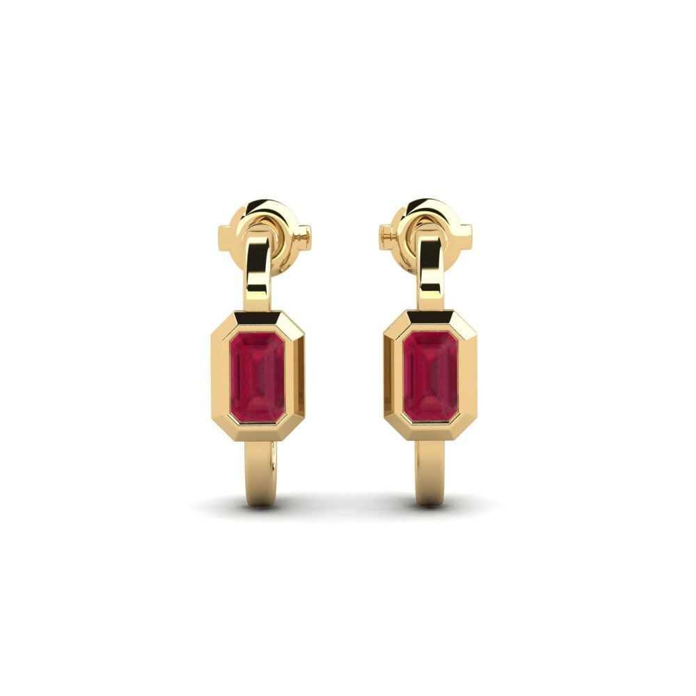 18ct Yellow Gold Ruby Women's Earring Threadline