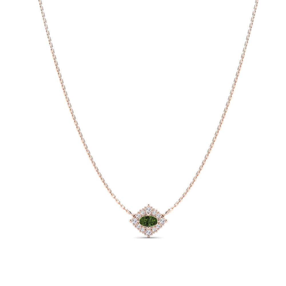 14k Oro Rosa Zafiro Verde Collar de Mujer Tracelet