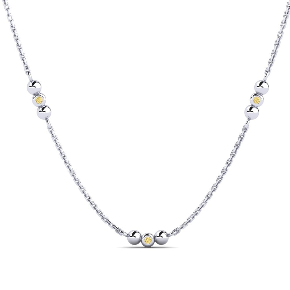 Platino 950 Diamante Amarillo Collar de Mujer Astrevina