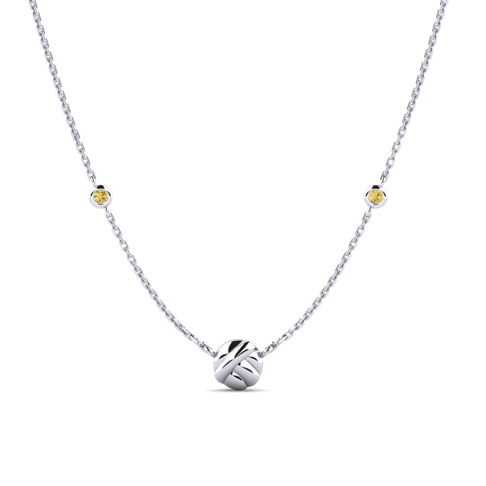 Platino 950 Diamante Amarillo Collar de Mujer Elissea