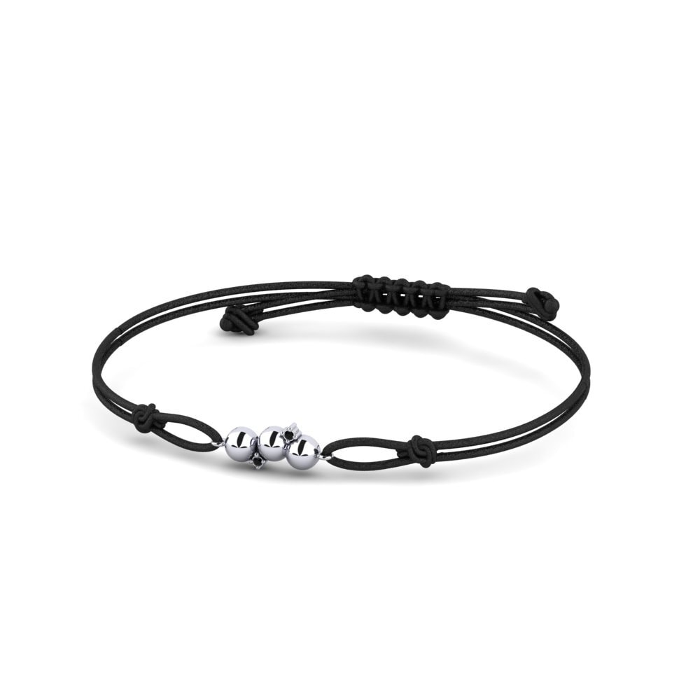 9ct White Gold Black Sapphire Cord Bracelet Elowindra