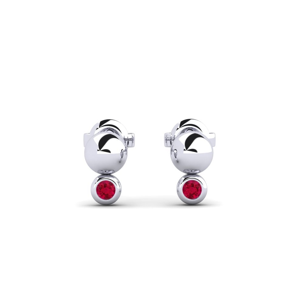 950 Palladium Ruby Women's Earring Faelora
