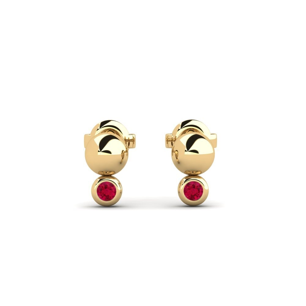 18ct Yellow Gold Ruby Women's Earring Faelora