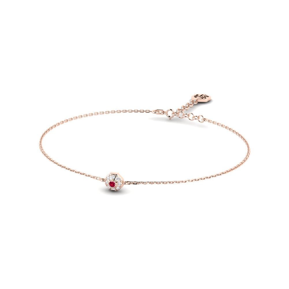14ct Rose Gold Ruby Women's Bracelet Frost
