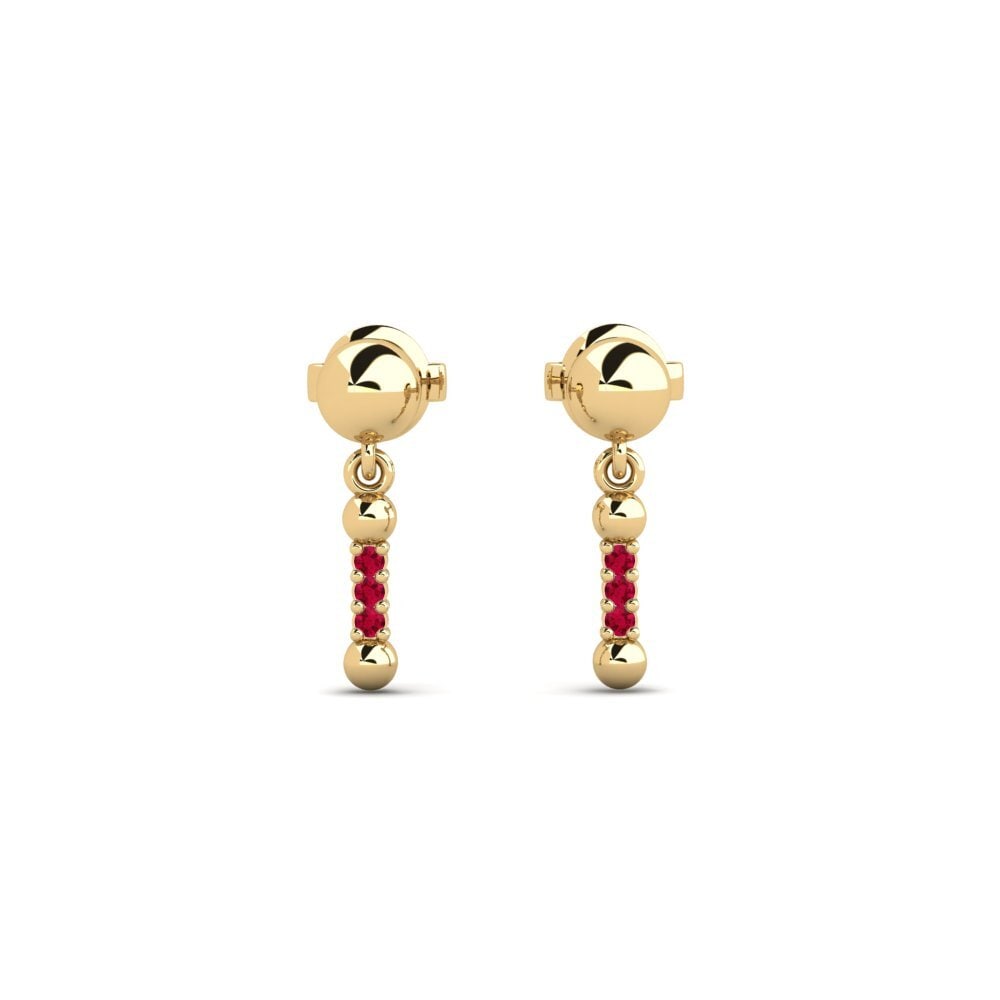 18ct Yellow Gold Ruby Women's Earring Gardenique