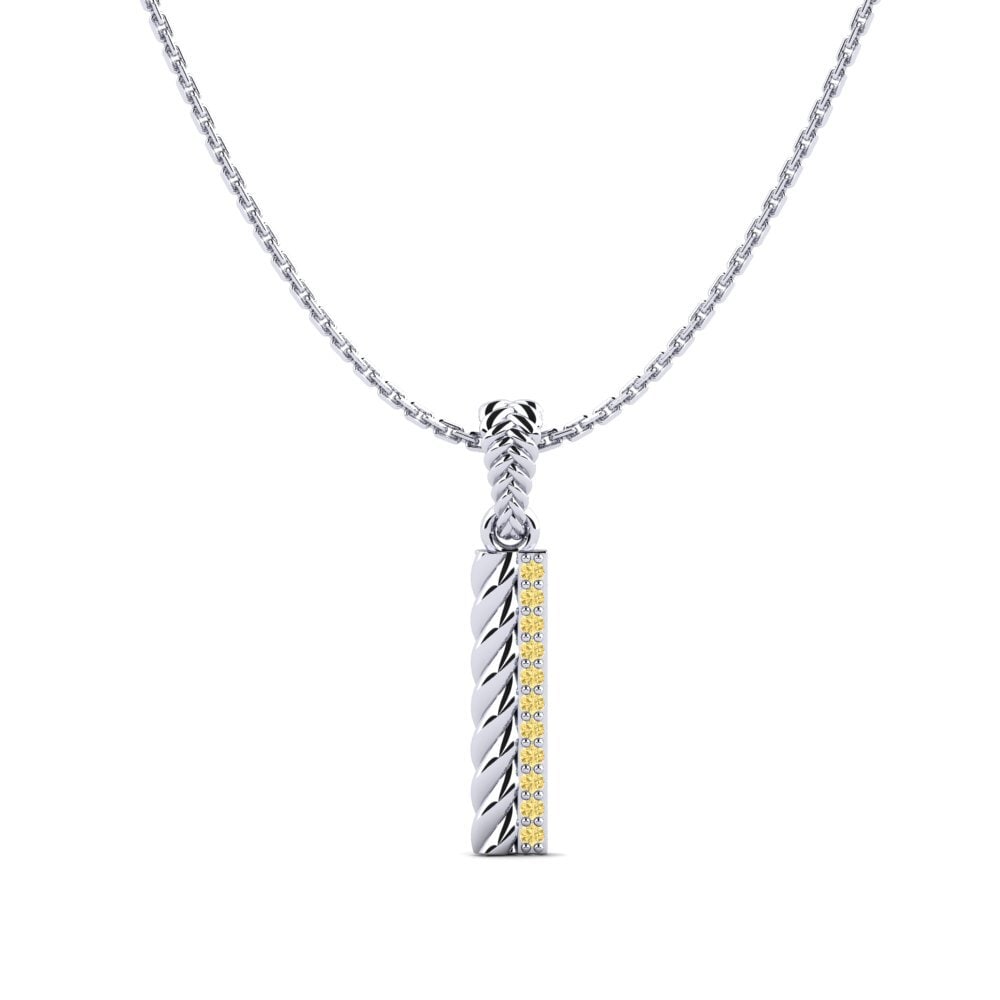 Platino 950 Diamante Amarillo Colgante de Mujer Hemasr