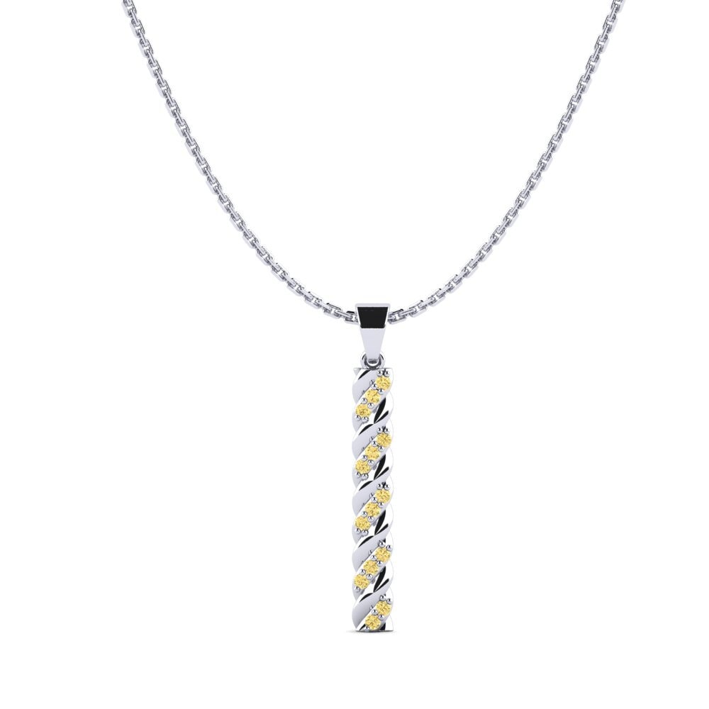 Platino 950 Diamante Amarillo Colgante de Mujer Hodkam