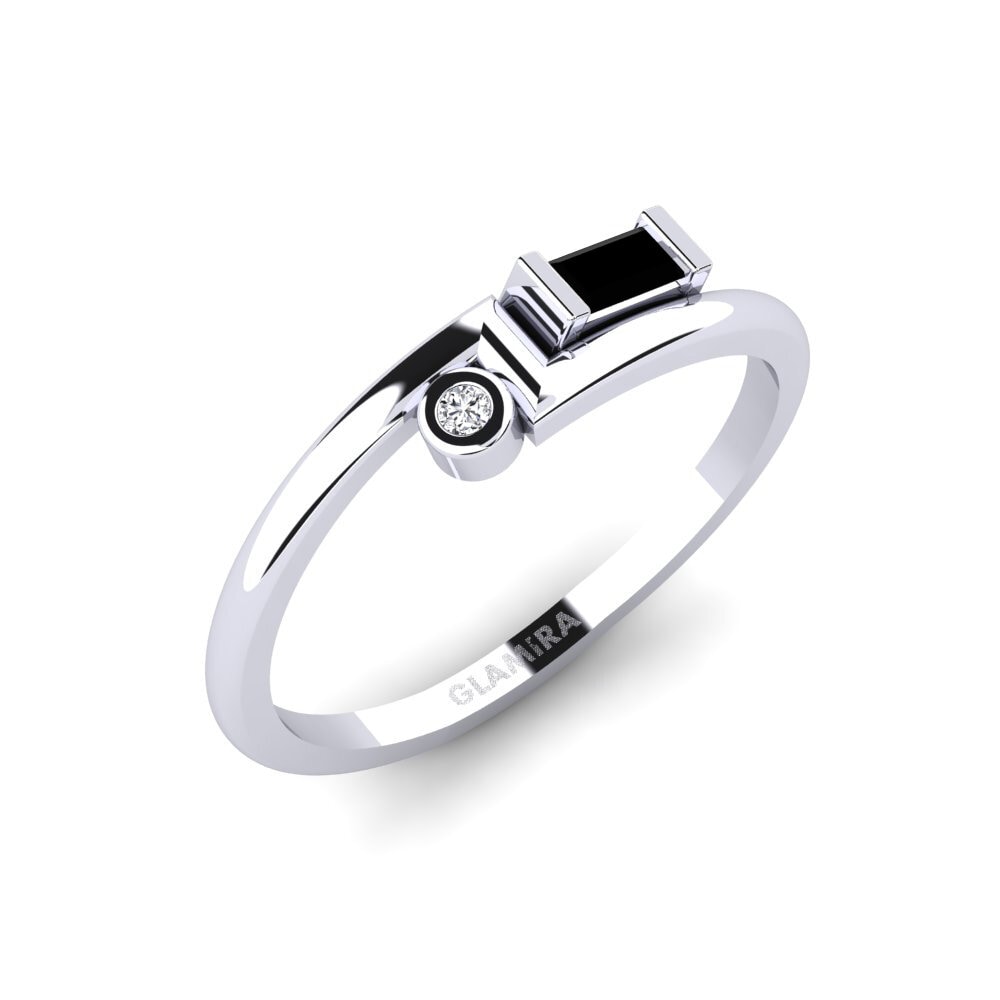 14ct White Gold Black Diamond Ring Lazha
