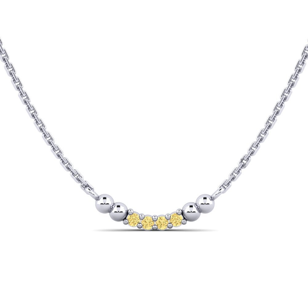 Platino 950 Diamante Amarillo Collar de Mujer Luntherin