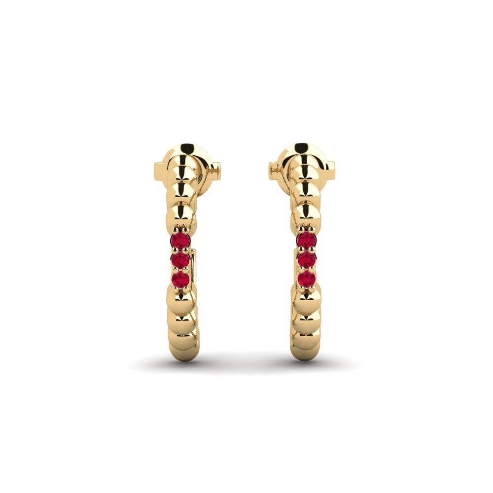 18ct Yellow Gold Ruby Women's Earring Myrrien