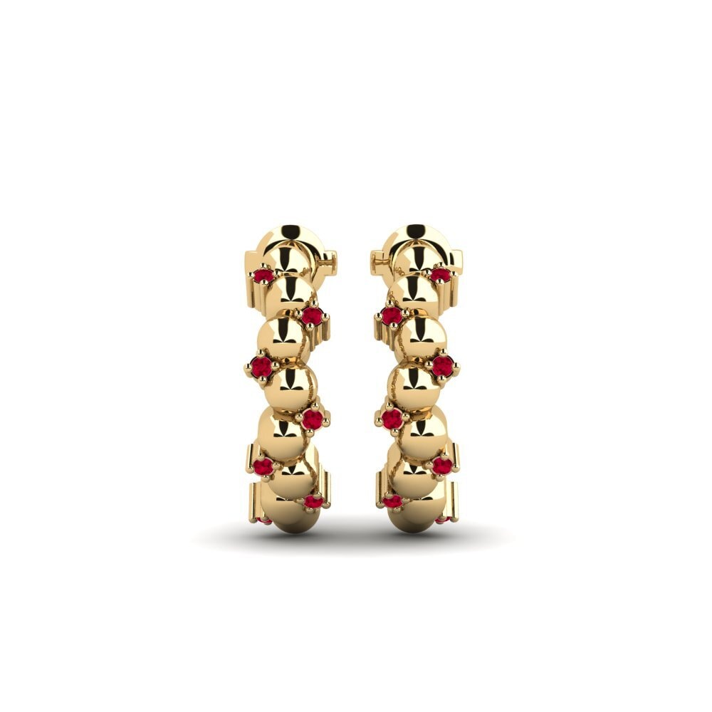18ct Yellow Gold Ruby Women's Earring Olyndea