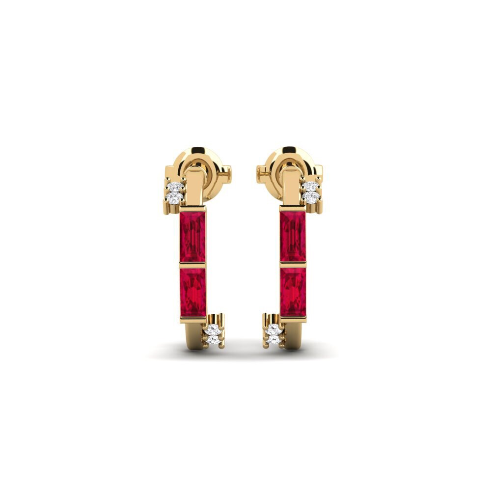 18ct Yellow Gold Ruby Women's Earring Sholpan