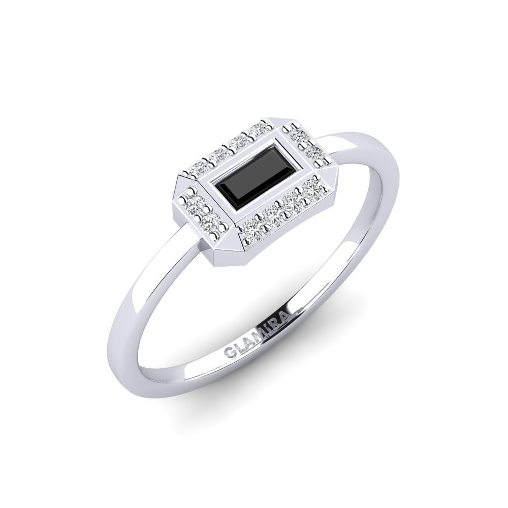 14ct White Gold Black Diamond Ring Solene