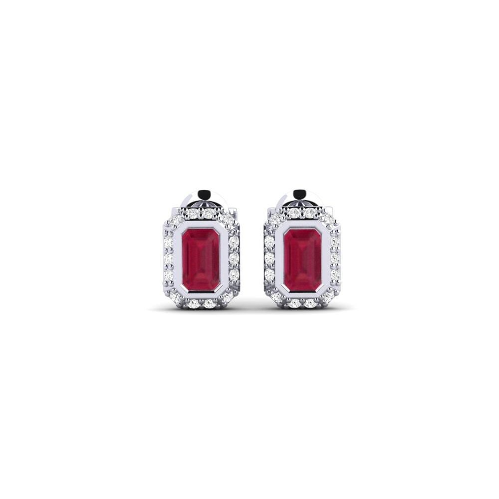 950 Palladium Ruby Women's Earring Veil