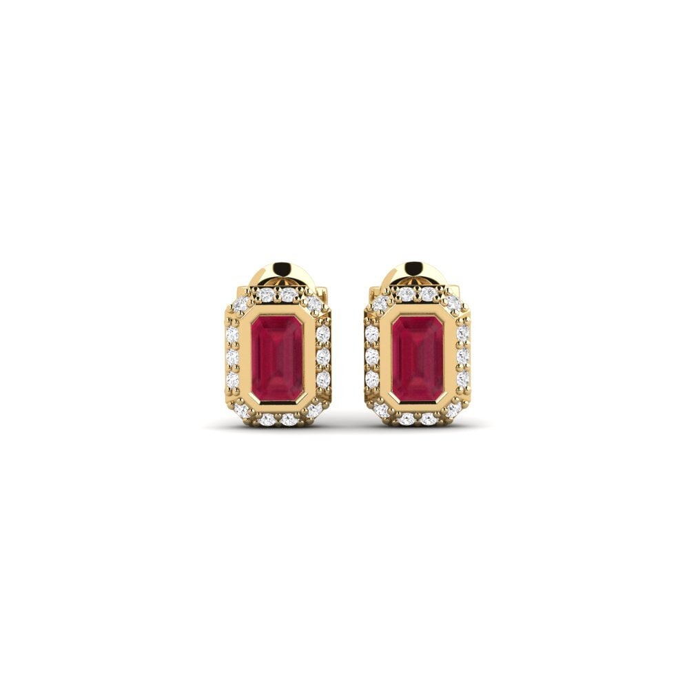 18ct Yellow Gold Ruby Women's Earring Veil
