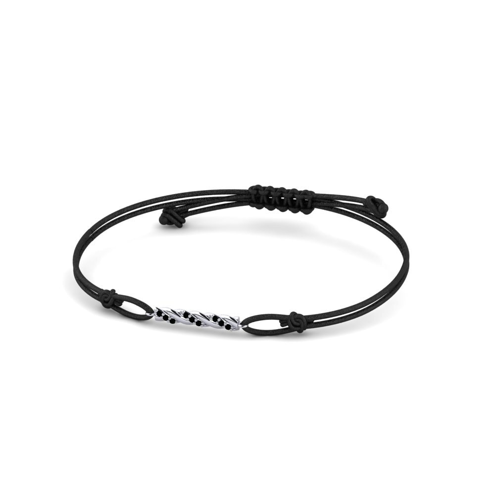 9ct White Gold Black Sapphire Cord Bracelet Verid