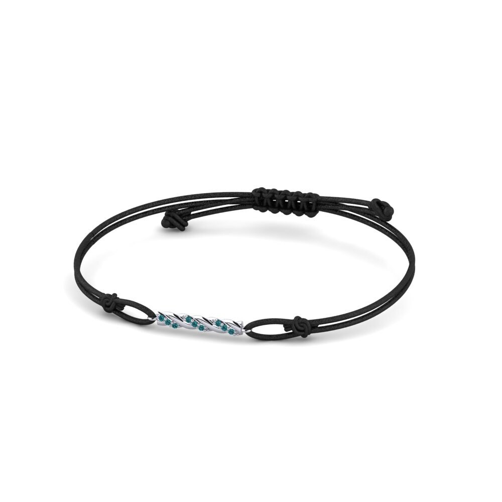 Platine 950 Diamant Bleu Bracelet cordon Verid