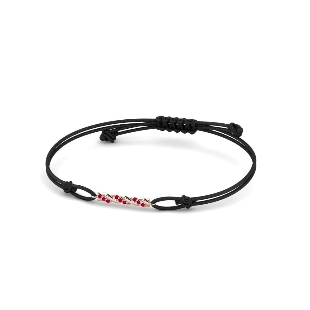 14ct Rose Gold Ruby Cord Bracelet Verid